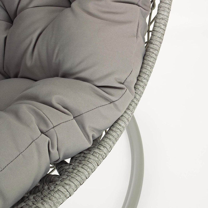 Amaca Dondolina da Giardino in Acciaio e Rattan Zaffiro Grigia-5