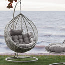 Amaca Dondolina da Giardino in Acciaio e Rattan Zaffiro Grigia-6