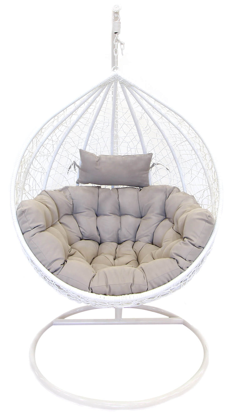 Amaca Dondolina da Giardino in Acciaio e Rattan Zaffiro Bianca-1