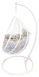 Amaca Dondolina da Giardino in Acciaio e Rattan Zaffiro Bianca-2