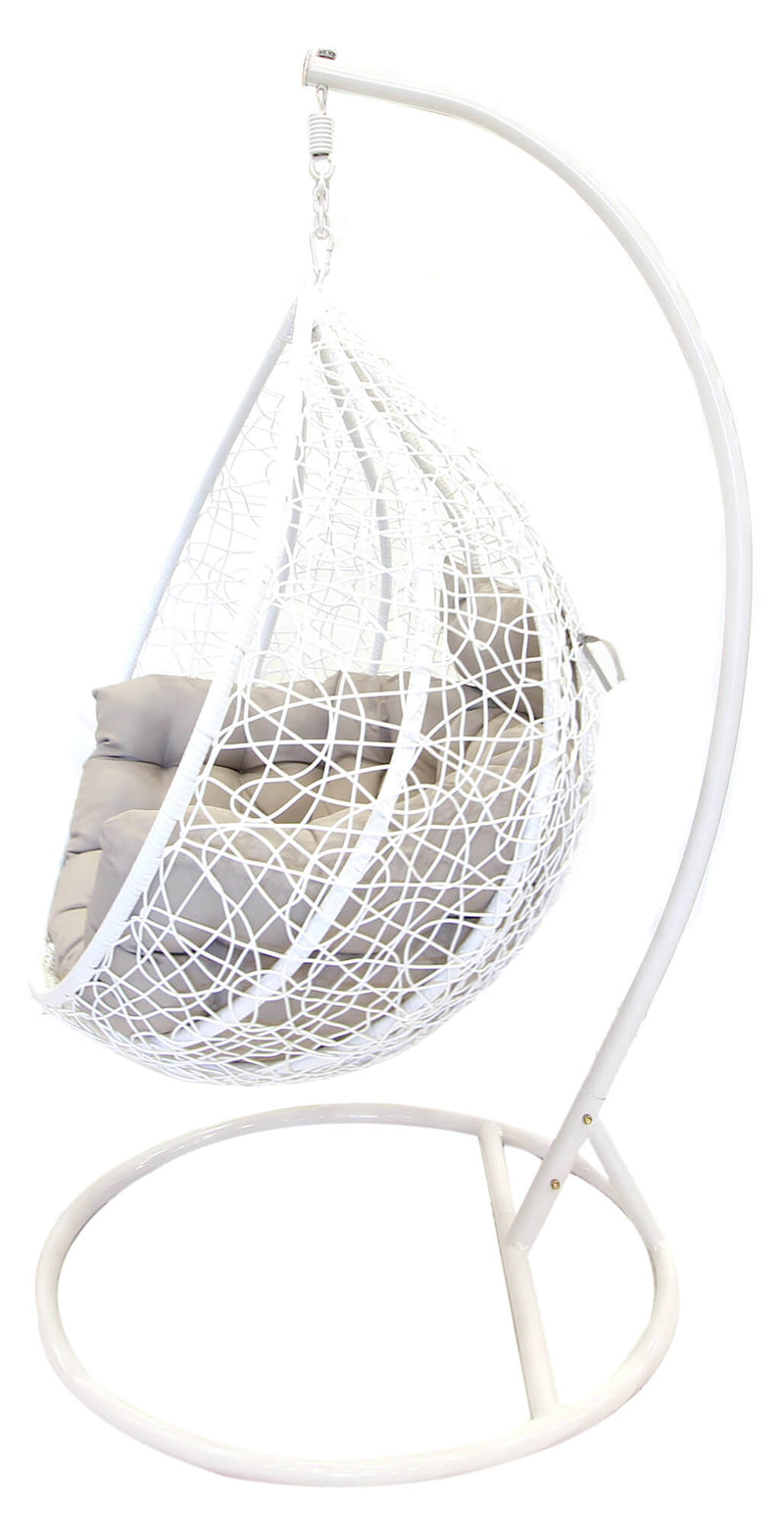 Amaca Dondolina da Giardino in Acciaio e Rattan Zaffiro Bianca-2