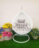 Amaca Dondolina da Giardino in Acciaio e Rattan Zaffiro Bianca-5