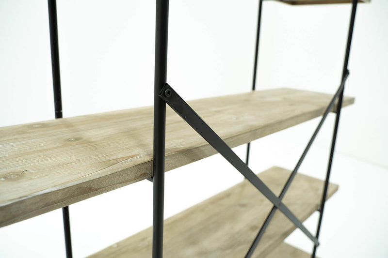 Scaffale 4 Ripiani 120x34x120 cm in Ferro e Legno Zen Nero-3