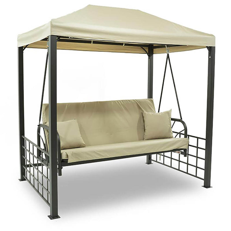 Dondolo Letto 3 Posti con Copertura a Gazebo Beige-1