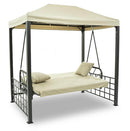 Dondolo Letto 3 Posti con Copertura a Gazebo Beige-3