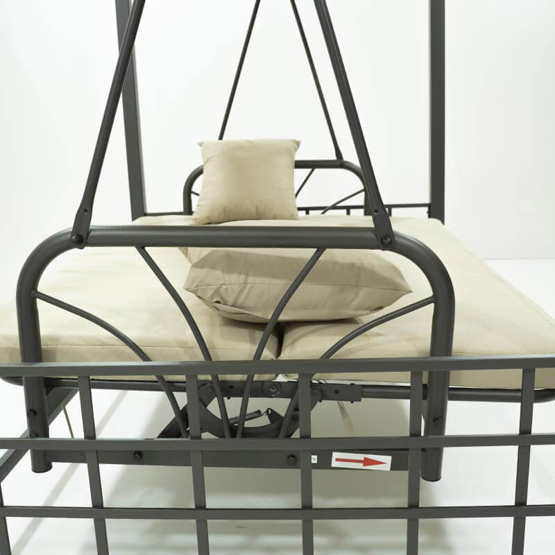 Dondolo Letto 3 Posti con Copertura a Gazebo Beige-6