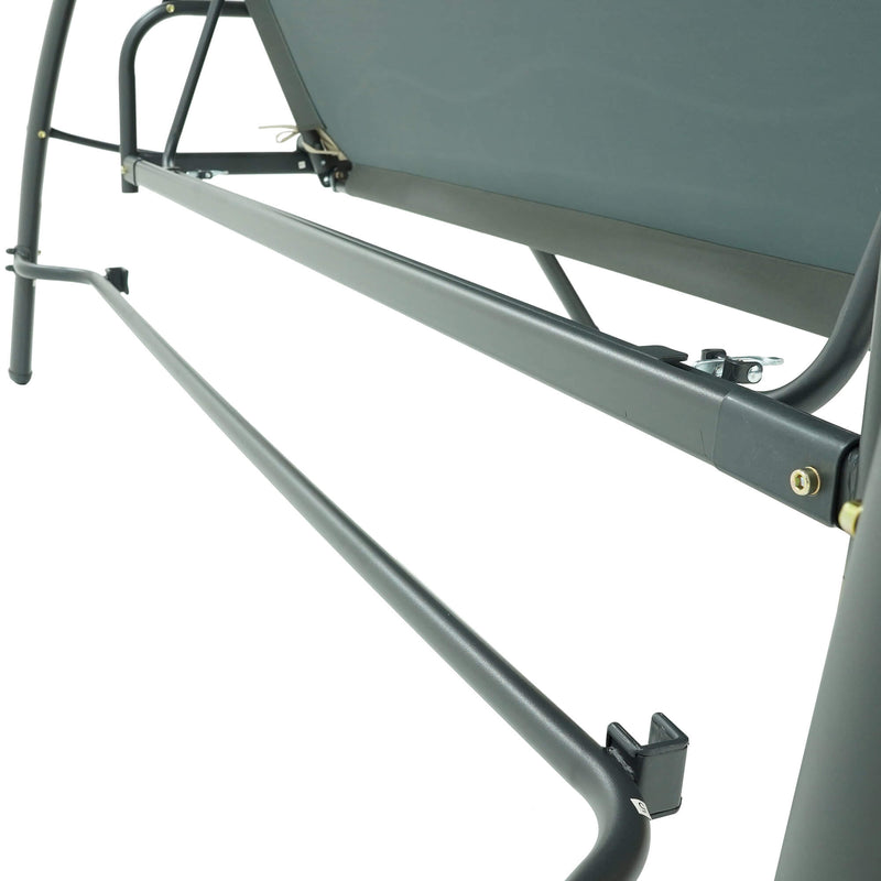 Dondolo Letto 3 Posti 202x115x170 cm in Acciaio e Poliestere Andromeda Marrone e Ecrù-7