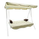 Dondolo Letto 3 Posti 202x115x170 cm in Acciaio e Poliestere Andromeda Ecrù-10