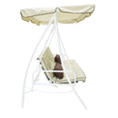 Dondolo Letto 3 Posti 202x115x170 cm in Acciaio e Poliestere Andromeda Ecrù-2