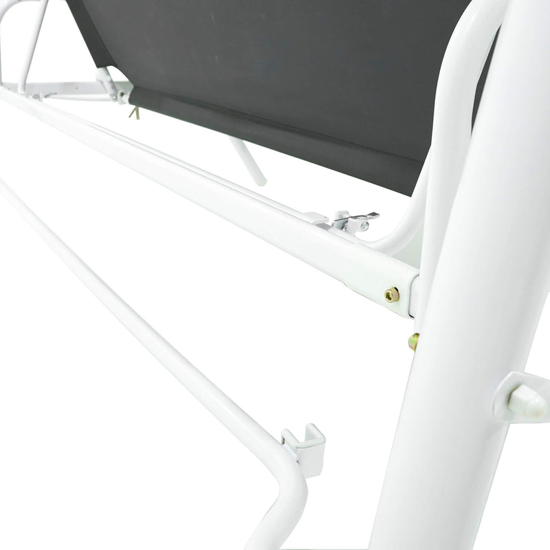 Dondolo Letto 3 Posti 202x115x170 cm in Acciaio e Poliestere Andromeda Ecrù-9