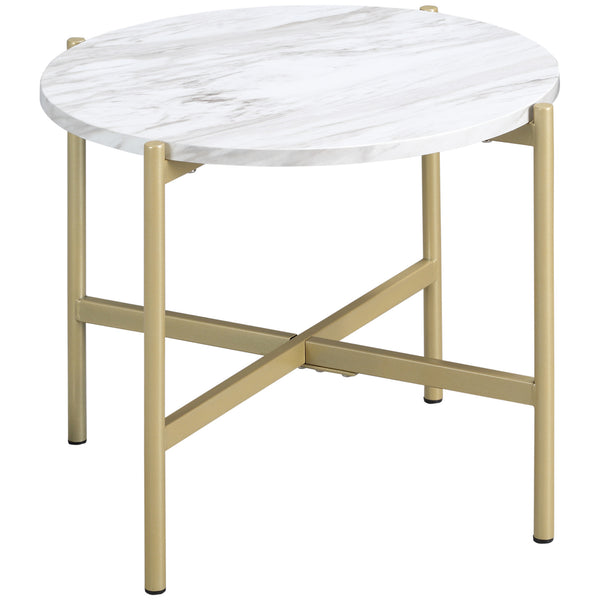 prezzo Table Basse avec Surface d'Appui Effet Marbre Ø55x45 cm Structure en Métal Doré