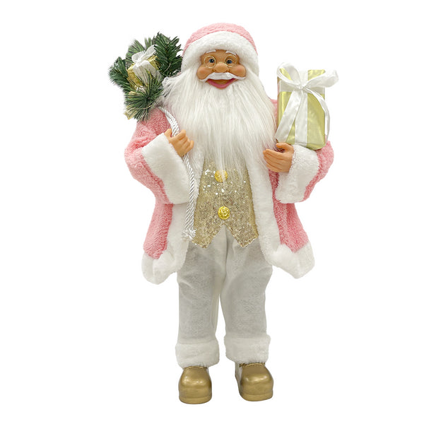 prezzo Robe Père Noël Rose et Blanche H60 cm avec Mini Lucioles et Sons