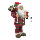 Babbo Natale Pigiama Rosso Scozzese H60 cm con Mini Lucciole e Suoni-5