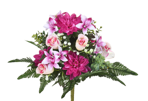 online Lot de 2 bouquets artificiels de dahlias magenta et blanc