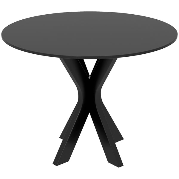 Tavolo da Pranzo Moderno Rotondo per 4 Persone Ø100x75 cm in Acciaio e MDF Nero prezzo