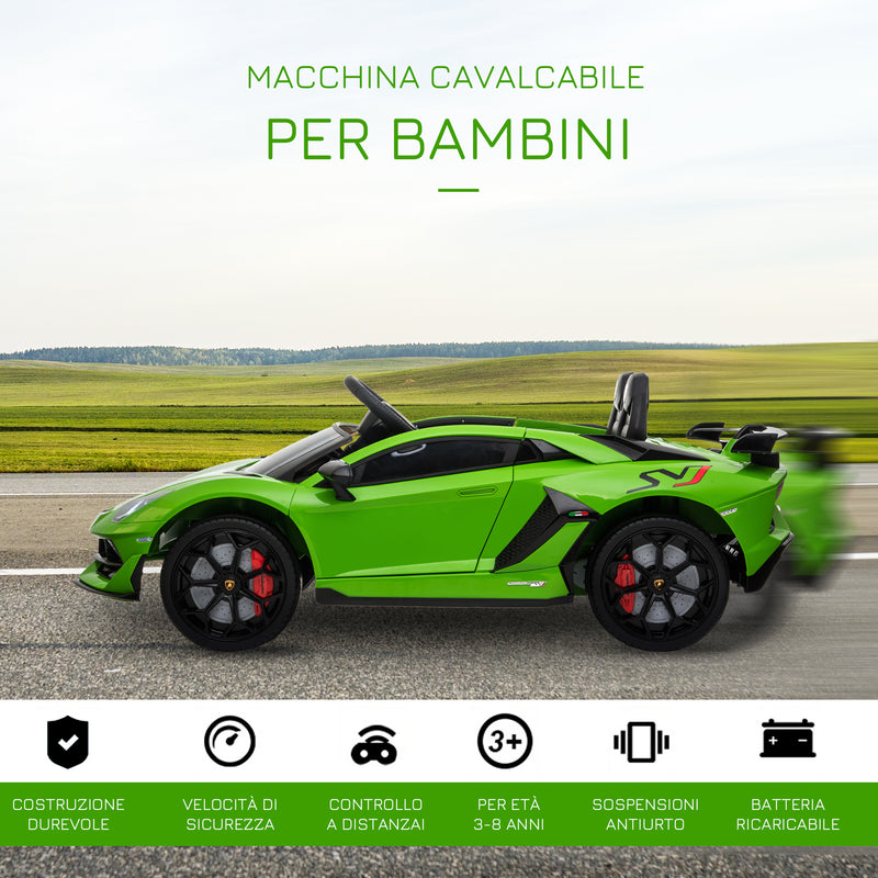 Macchina Elettrica per Bambini 12V con Licenza Lamborghini Aventador Verde-5