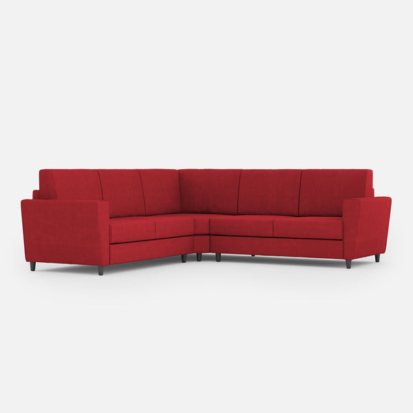 Canapé d'angle Yasel 5 places 248x248x85 cm en tissu rouge sconto