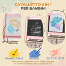 Lavagna per Bambini 3 in 1 54x46,5x93 cm con Cavalletto Rosa-4