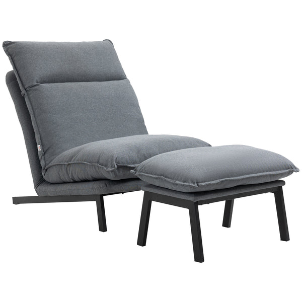 Fauteuil inclinable Relax avec repose-pieds Pouf 74x100x94 cm en tissu gris clair online