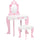 Miroir jouet enfant 50x36,5x89,5 cm avec tabouret en MDF blanc et rose