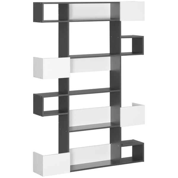 Bibliothèque moderne à 5 niveaux avec 8 étagères 120x20x171 cm en aggloméré gris et blanc online