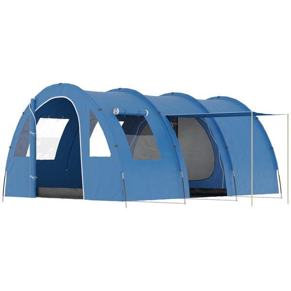 online Tenda da Campeggio per 5-6 Persone 475x315x215 cm con 2 Porte Finestre e Tasche Portaoggetti Blu
