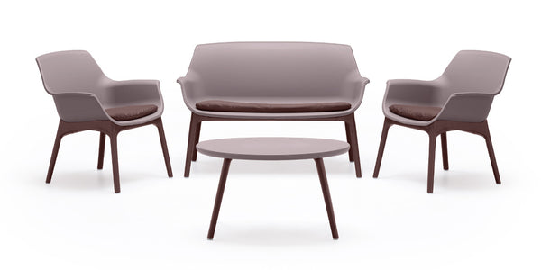 Ensemble de jardin canapé fauteuils et table basse en polypropylène marron Vandi online