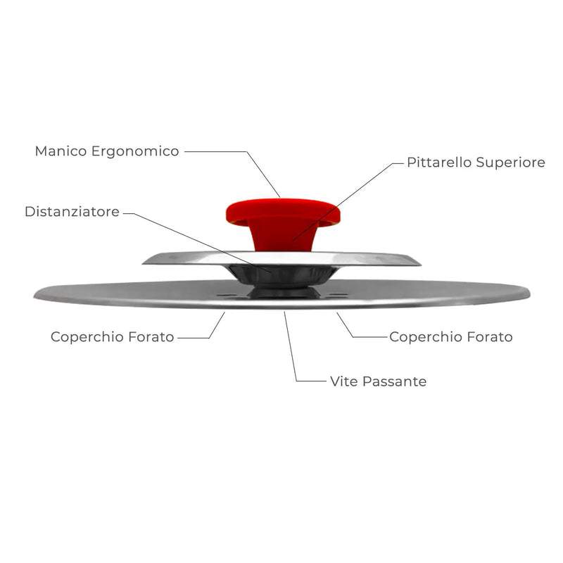 3 Coperchi Magici Antiodore Ventur Magic in Acciaio Inox 26, 30, 34 Cm Rosso-6