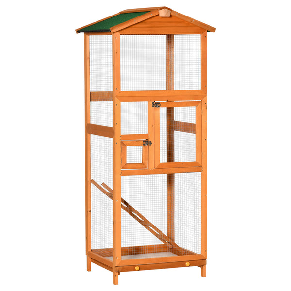 Cage à Oiseaux d'Extérieur Volière 68x63x165 cm en Bois d'Oranger sconto
