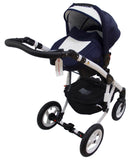 Trio Passeggino Carrozzina e Seggiolino Auto Adamex Aspena 837S Serie Eko Blu e Bianco-9