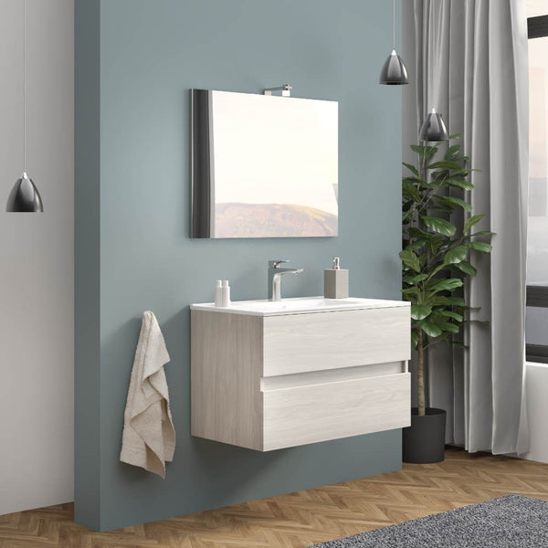 Meuble de salle de bain en chêne gris Trasimeno avec miroir prezzo
