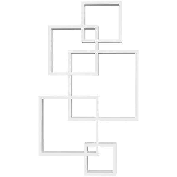 Bibliothèque suspendue moderne avec 5 cubes entrelacés 49,5x10,2x86 cm en bois blanc online
