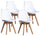 Lot de 4 Chaises 83x49x43 cm en Simili Cuir Blanc