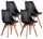 Lot de 4 Chaises 83x49x43 cm en Simili Cuir Noir