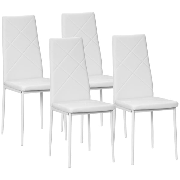 online Lot de 4 chaises de salle à manger 41x50x97 cm avec dossier haut en simili cuir blanc