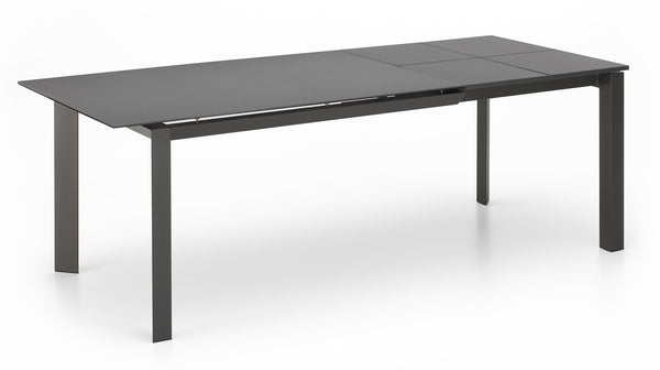 prezzo Table Extensible 140/220x90x75 cm en Métal avec Plateau en Céramique sur Verre Gris