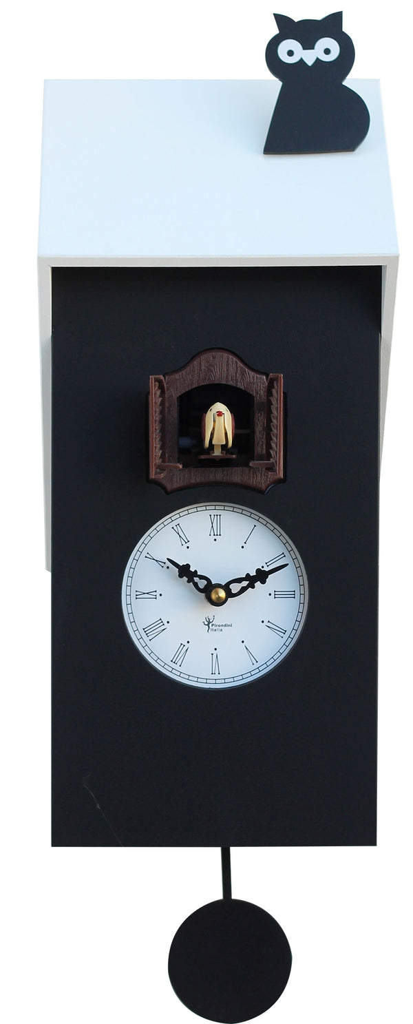 Horloge Coucou Murale 17x40x12 cm avec Hibou Pirondini Italia Vicenza Noir et Blanc prezzo