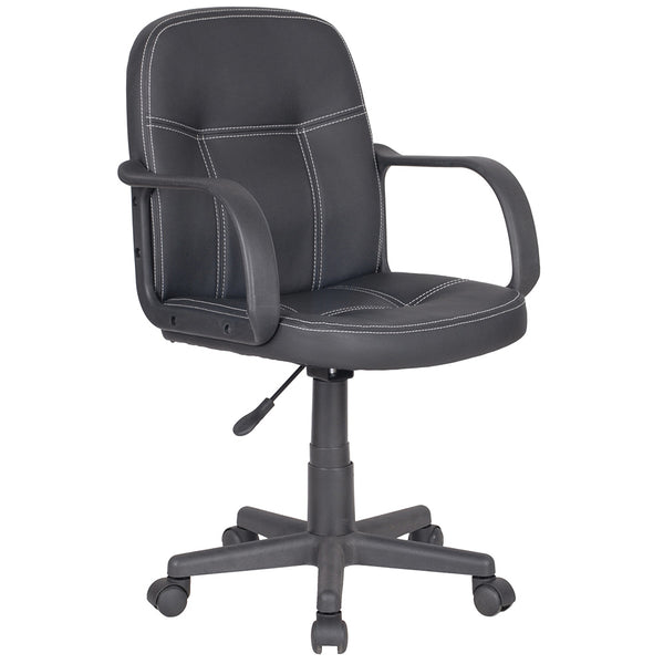 Chaise de fauteuil opérationnelle en simili cuir noir pour le bureau acquista