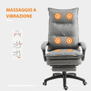 Sedia Poltrona da Ufficio Presidenziale Massaggiante 70x62x120-130 cm con Poggiapiedi Grigio-7