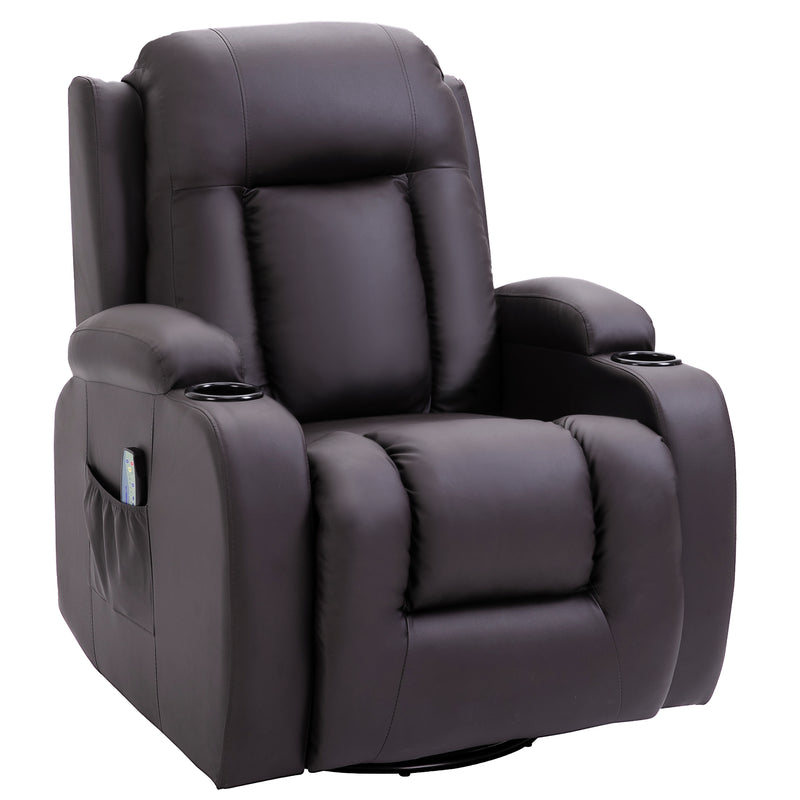 Poltrona Relax Massaggiante a 8 Punti 85x94x104 cm Reclinabile con Telecomando in Similpelle Marrone-1