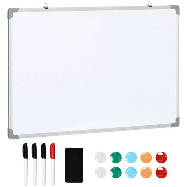 sconto Tableau blanc magnétique 90x60x1,8 cm avec 4 marqueurs 1 gomme et 10 aimants inclus