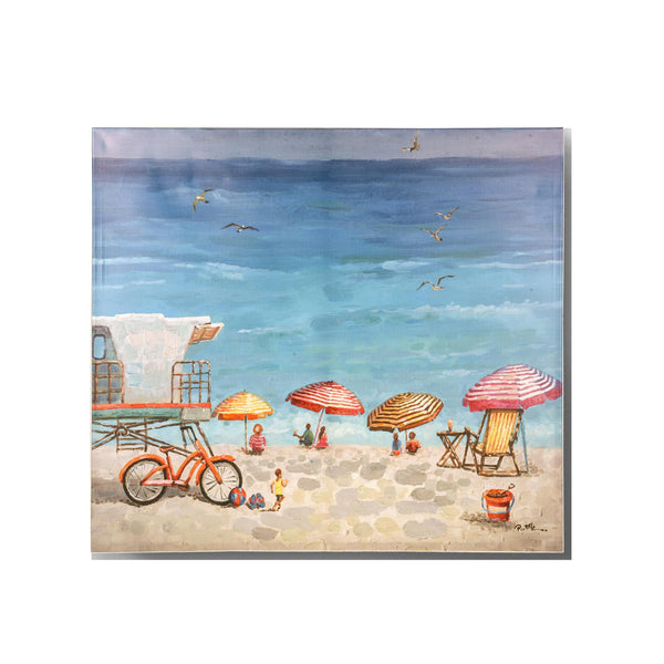 Tableau avec plage et parasols Dim 90x100 cm prezzo