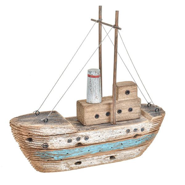 Modellino Barca Legno Invecchiata 34x33H cm sconto