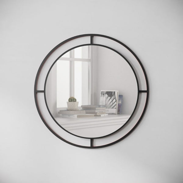 Specchio Bubble 57x57 cm con doppia cornice in metallo nero acquista