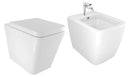 Coppia di Sanitari WC e Bidet a Terra Filo Muro in Ceramica 36x54,5x41,5 cm Street Bonussi Bianco Lucido-10