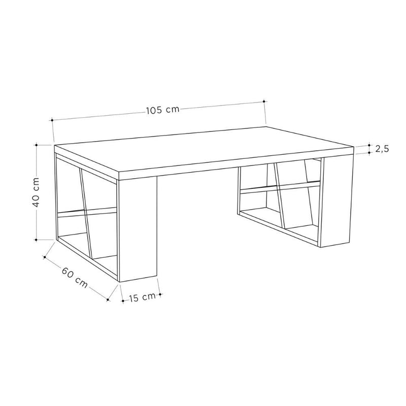 Tavolino da Soggiorno 105x60x40 cm in MDF Honey Bianco-3