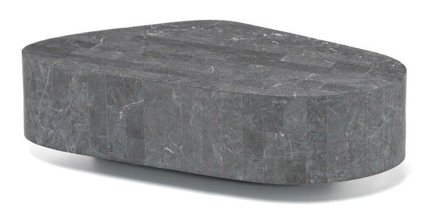 Tavolino da Salotto 52x100x28 cm in Pietra Fossile Trapezio Grigio-1