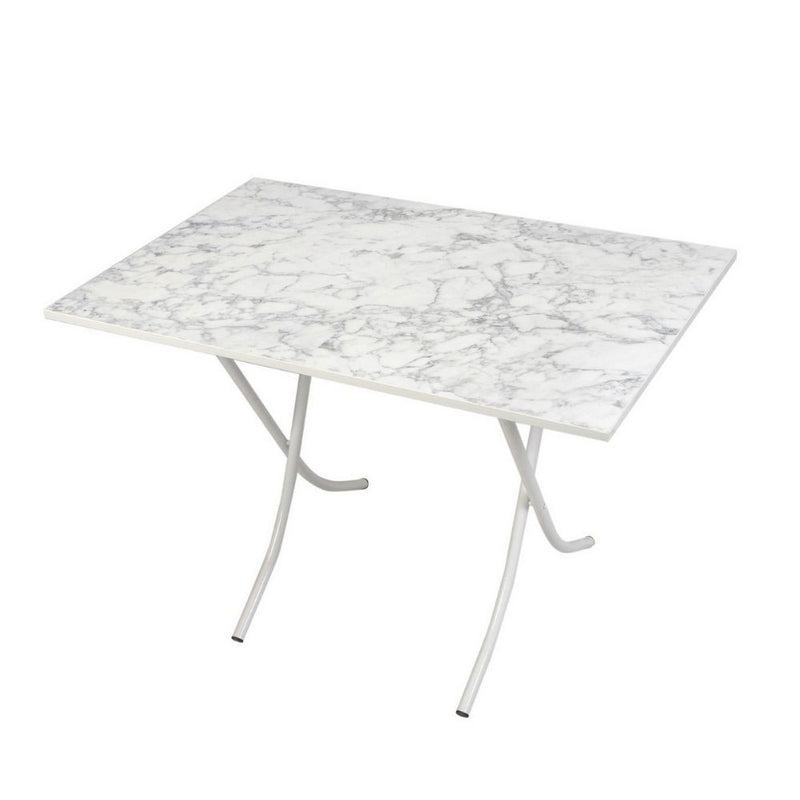 Tavolo pieghevole 60x90x75 cm marmo bianco e gambe bianco-1