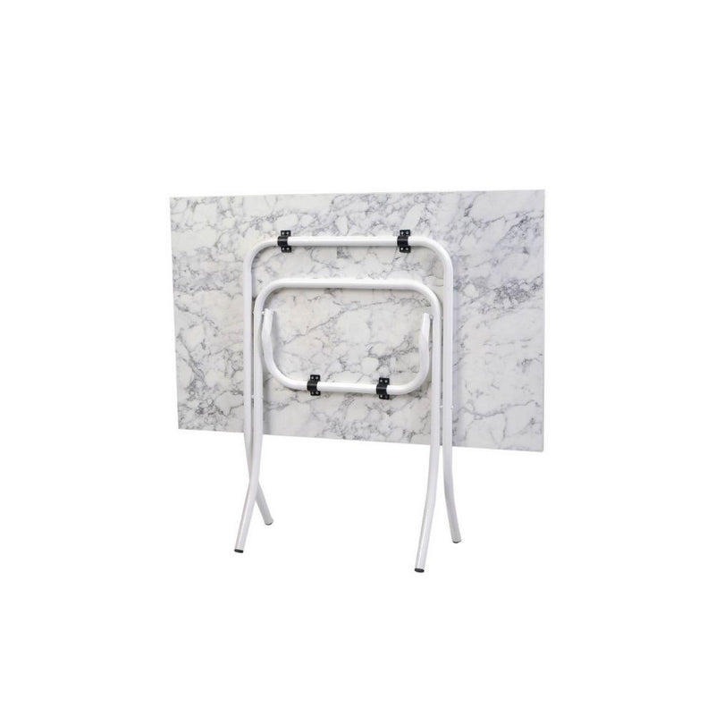 Tavolo pieghevole 60x90x75 cm marmo bianco e gambe bianco-3