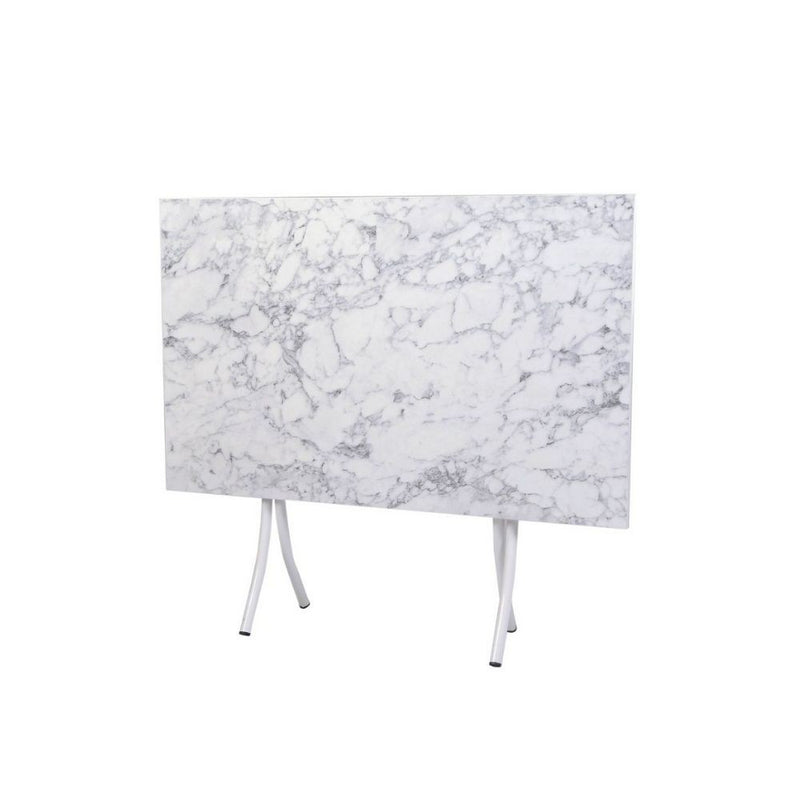 Tavolo pieghevole 60x90x75 cm marmo bianco e gambe bianco-2